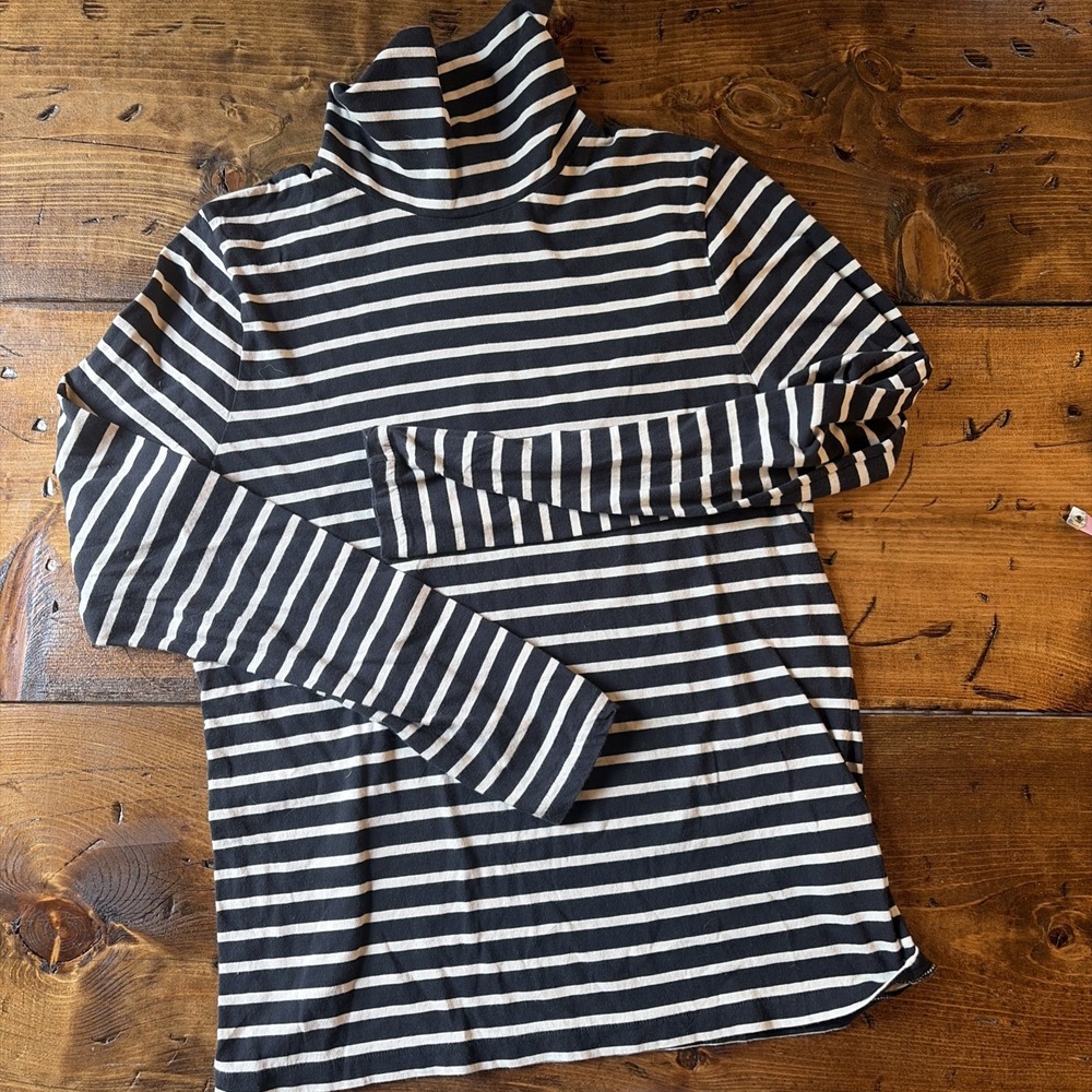 J Crew Women's XL Striped Turtleneck Layering Shirt Cozy Lightweight Preppy